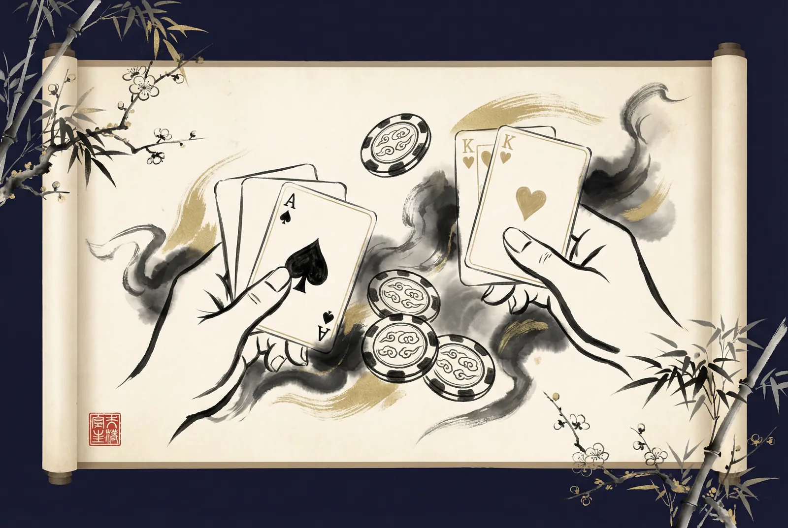 德州扑克水墨风格游戏画面
